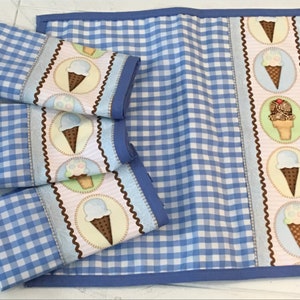 ICECREAM PLACEMAT SET ice cream placemat blue checkered tablecloth ice cream party decor ice cream lovers ice cream birthday decor image 4