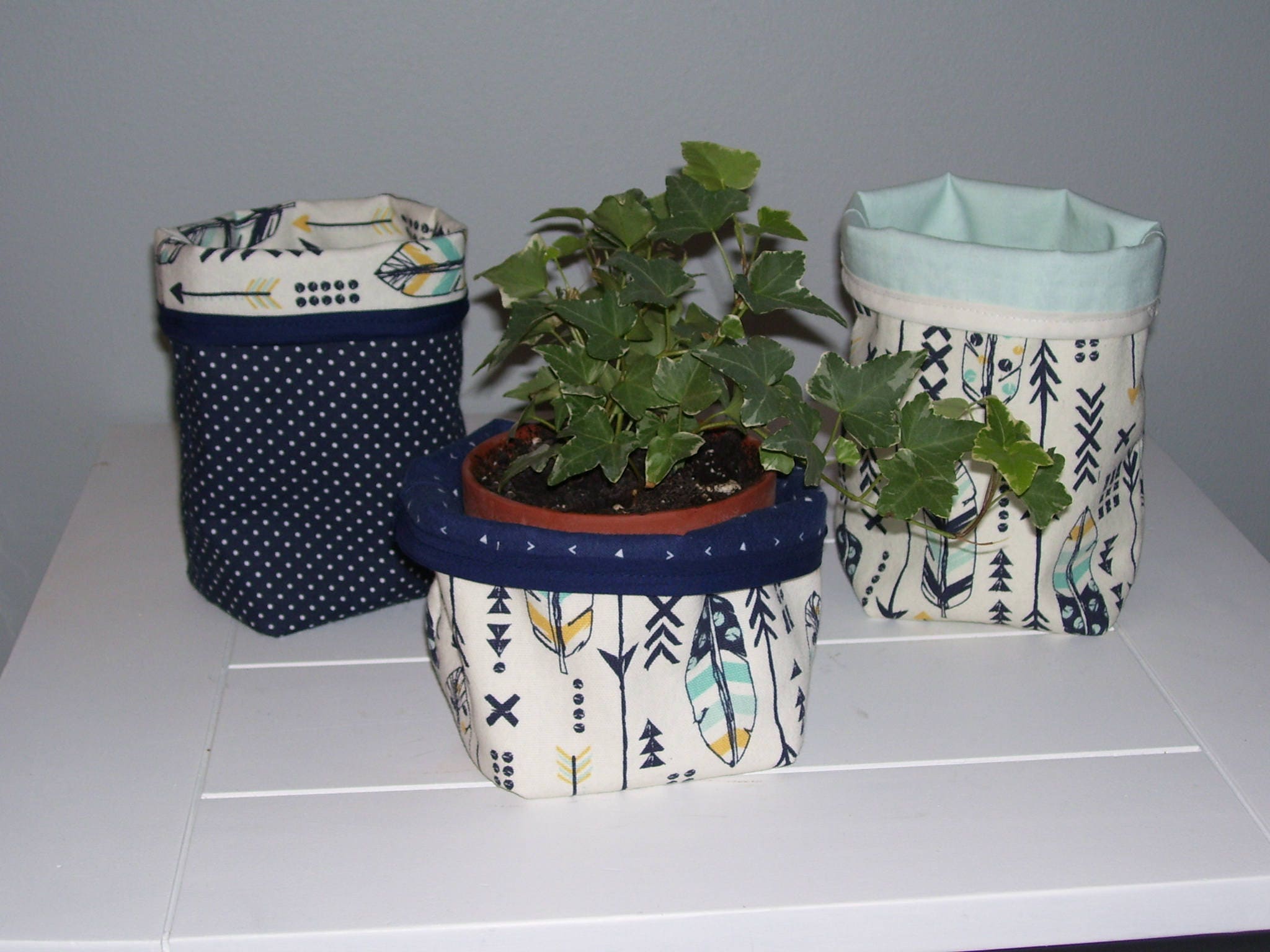 STOFFKORB Aufbewahrungskorb Set Set von 3 Körben Federn | Etsy