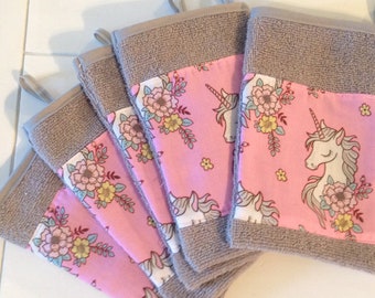 LUXURY BATH MITT - unicorn bath mitt - ( gray & pink)