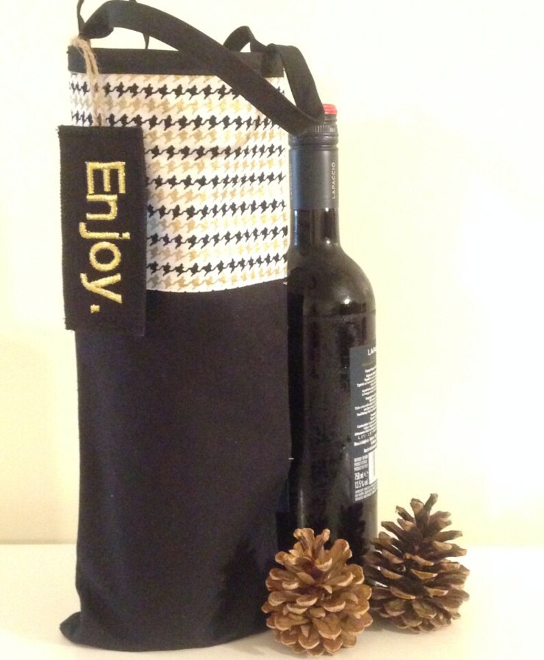 houndstooth pattern design - WINE GIFT BAG wine bag wine gift bag