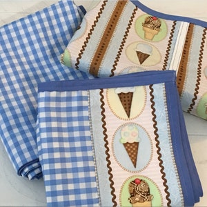 ICECREAM PLACEMAT SET ice cream placemat blue checkered tablecloth ice cream party decor ice cream lovers ice cream birthday decor image 2