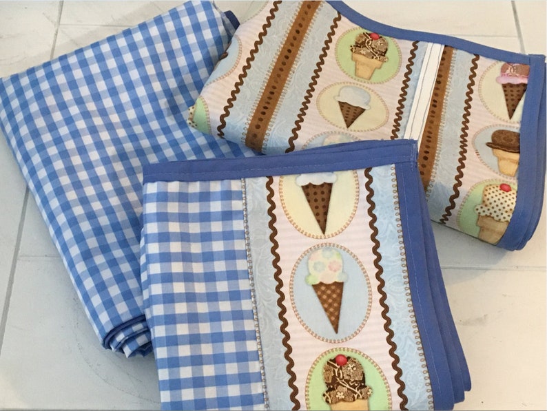 ICECREAM PLACEMAT SET ice cream placemat blue checkered tablecloth ice cream party decor ice cream lovers ice cream birthday decor image 2