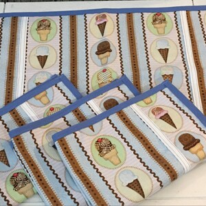 ICECREAM PLACEMAT SET ice cream placemat blue checkered tablecloth ice cream party decor ice cream lovers ice cream birthday decor image 6