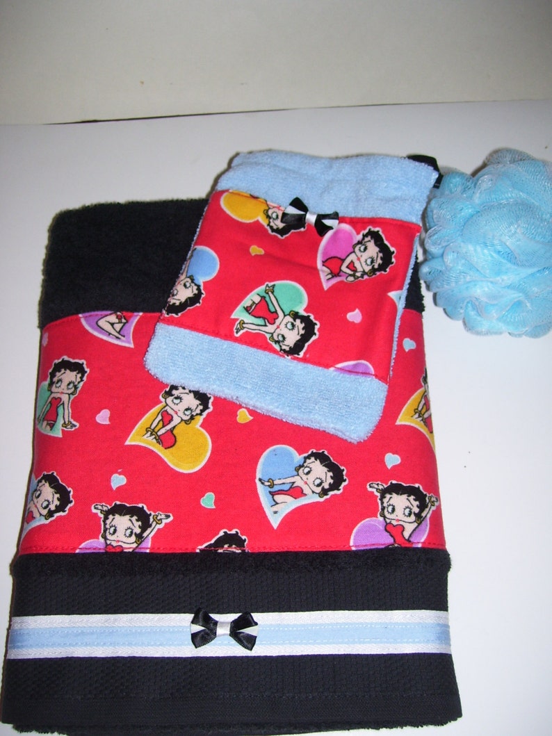 GIFT SET TOWELS betty boop design blue Etsy