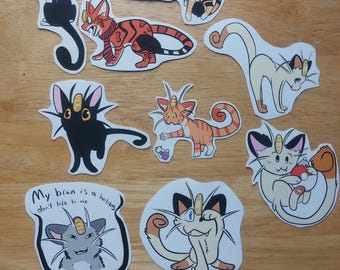 Meowth Cat Stickers Collection