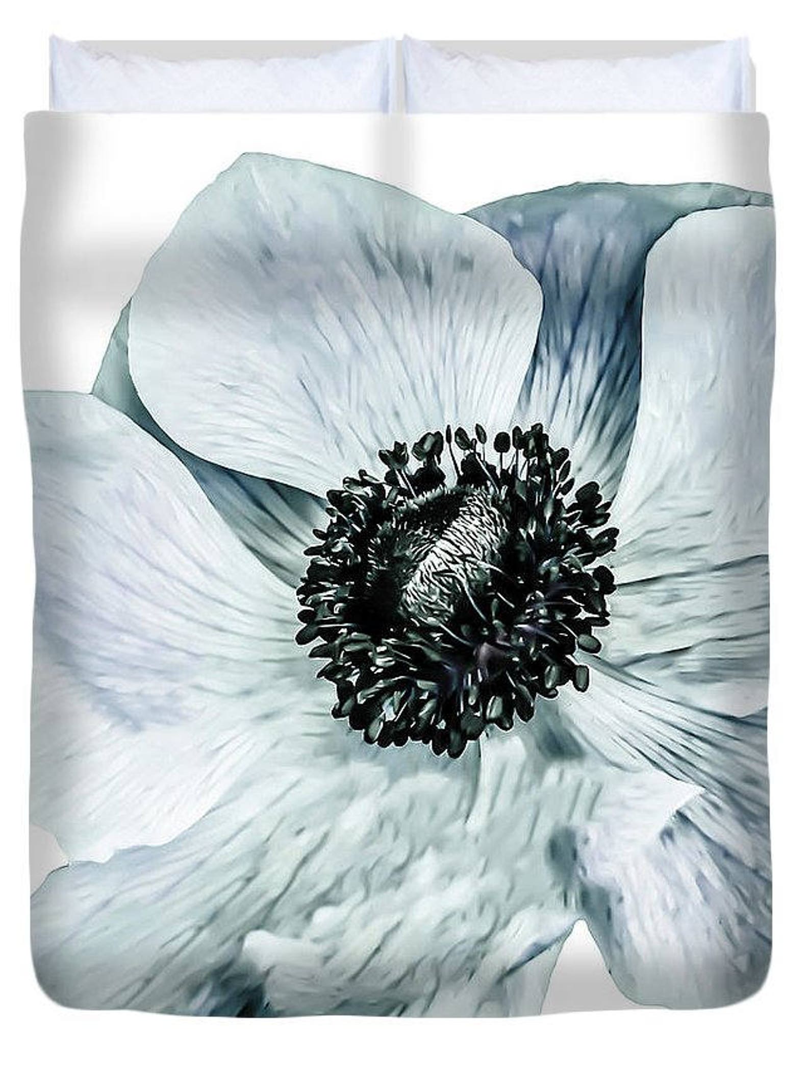 Duvet Coverdesigner Duvet Coverblue Flowergray Etsy