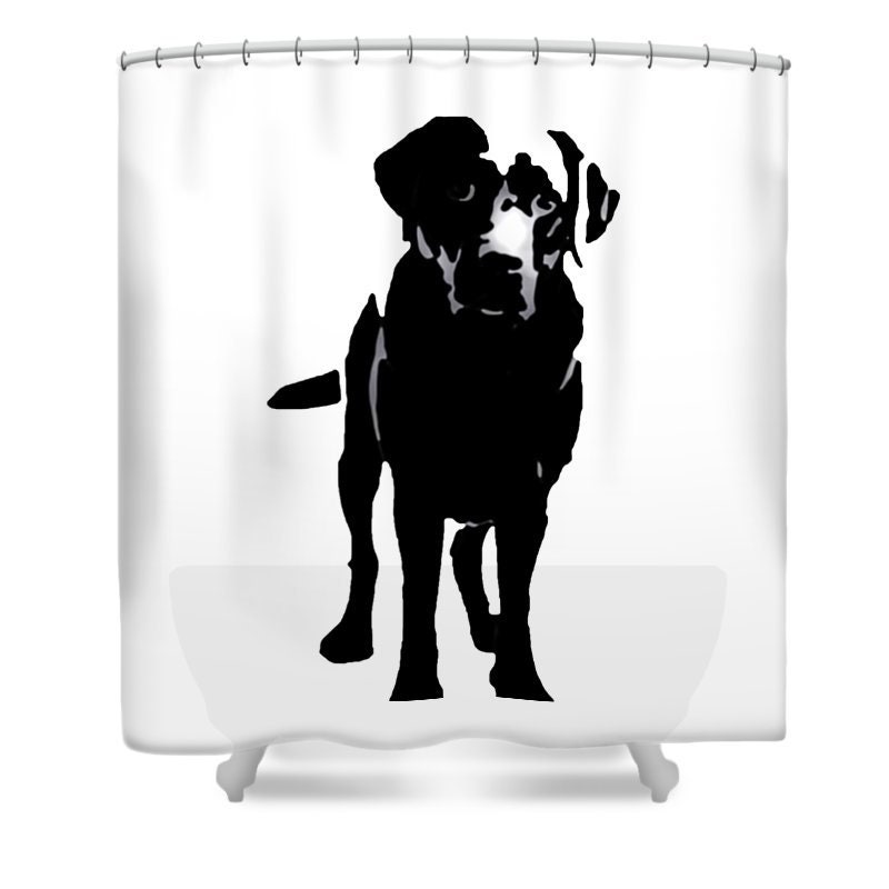 Black Lab Shower Curtain Dog Bathroom Curtain Bathroom Etsy