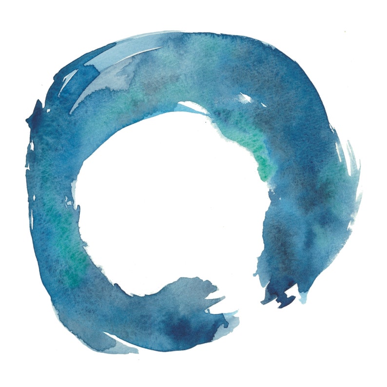 Blauer Kreis Malerei Enso Kreis Aquarell Druck Etsy