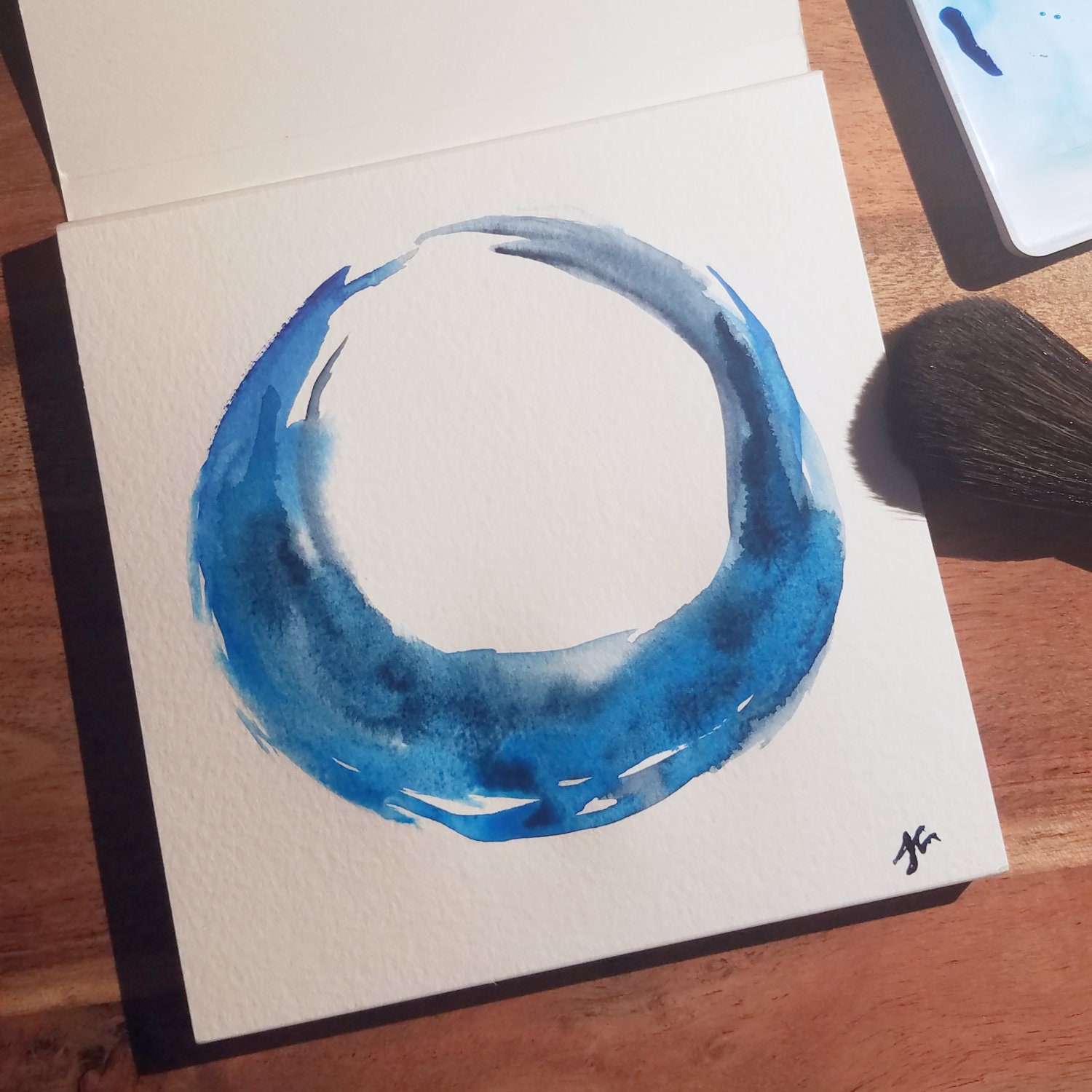 Yoga Inspired Wall Art Calming Home Decor Green Enso Circle Green