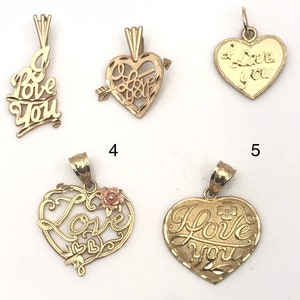 Ciondolo a cuore ti amo in oro massiccio 14k, ciondolo a cuore in oro per collana, regalo romantico per le donne