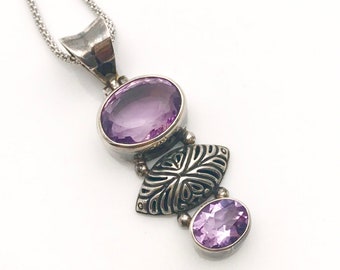 Sterling Silver Amethyst Pendant Necklace, February Birthstone Gemstone Jewelry, Gift For Women