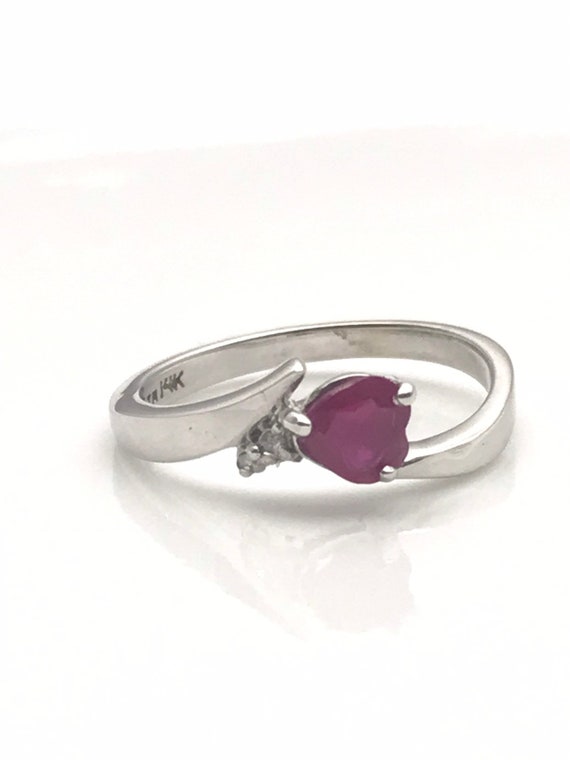 Dainty Ruby Engagement Ring, Natural Ruby Heart P… - image 1