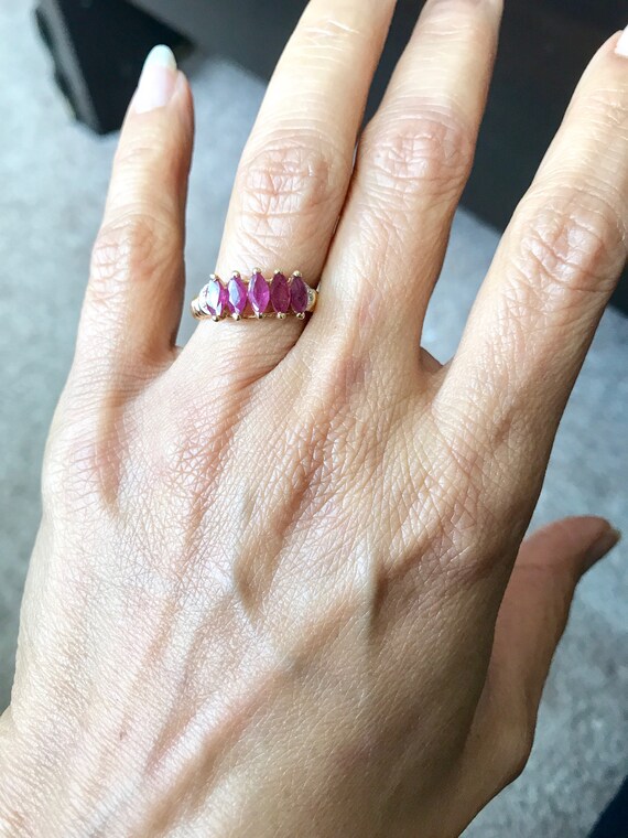 14k Ruby Yellow Gold Ring, July Birthstone Ring, … - image 3