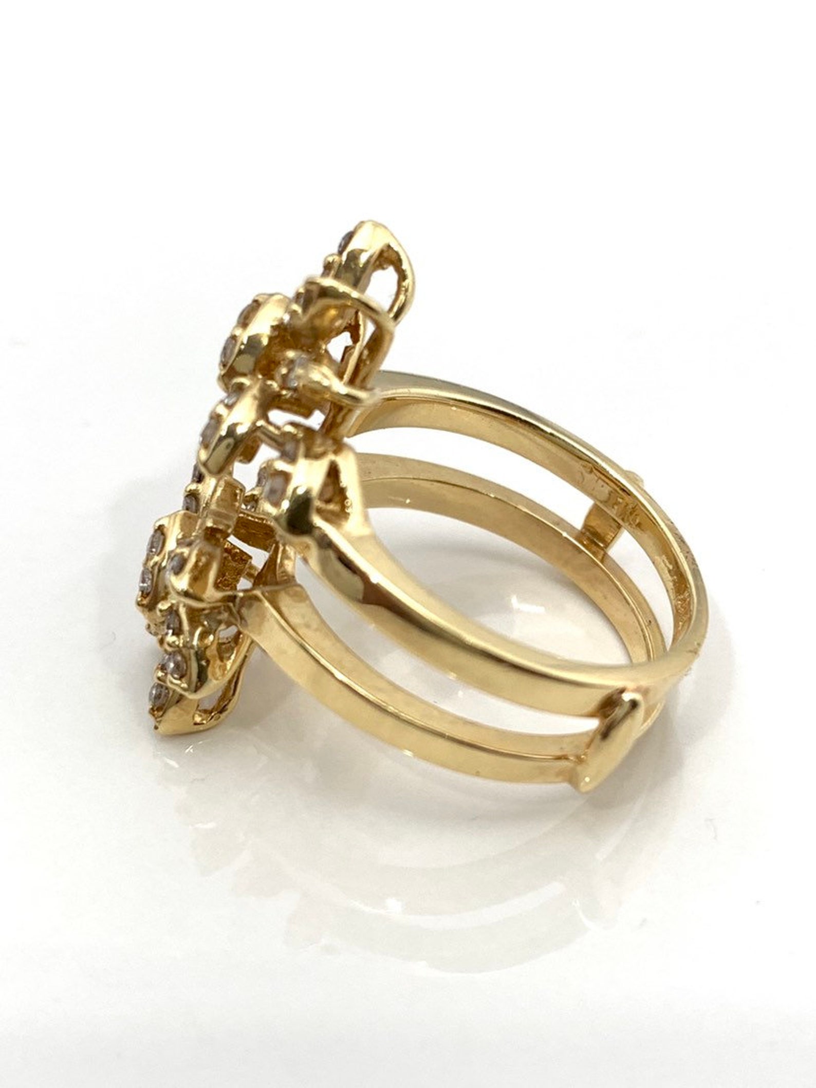 14k Diamond Wedding Ring Guard Yellow Gold Ring Enhancer Etsy