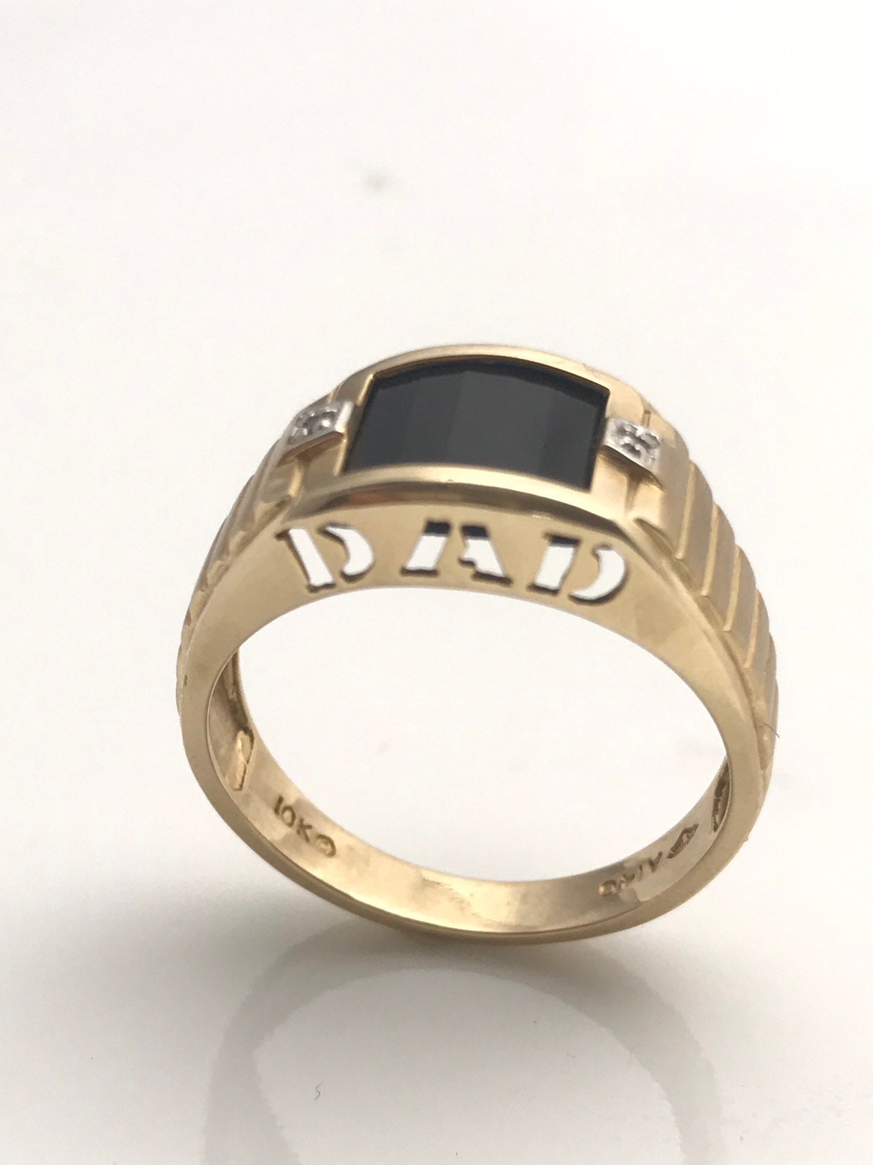 Mens Gold Ring Black Onyx Ring for Him Dad Ring Etsy