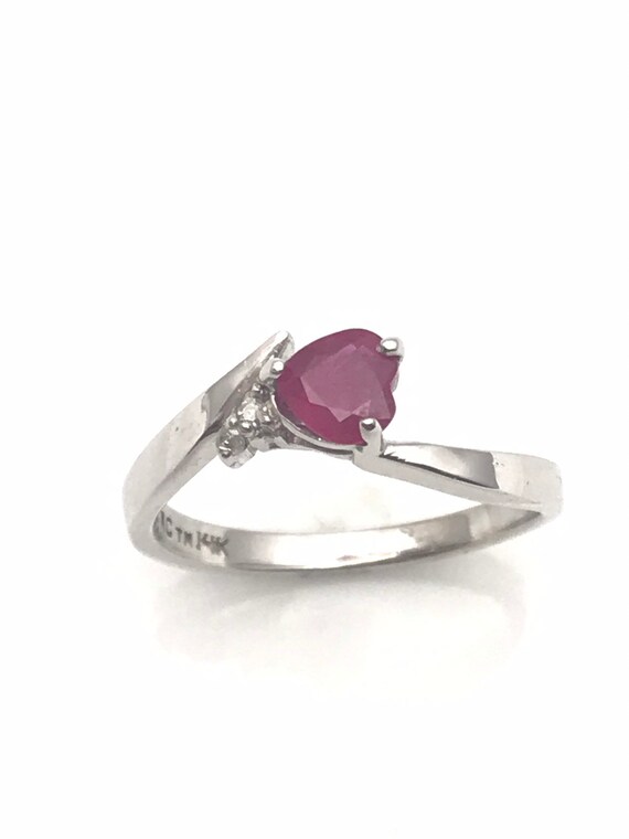 Dainty Ruby Engagement Ring, Natural Ruby Heart P… - image 6