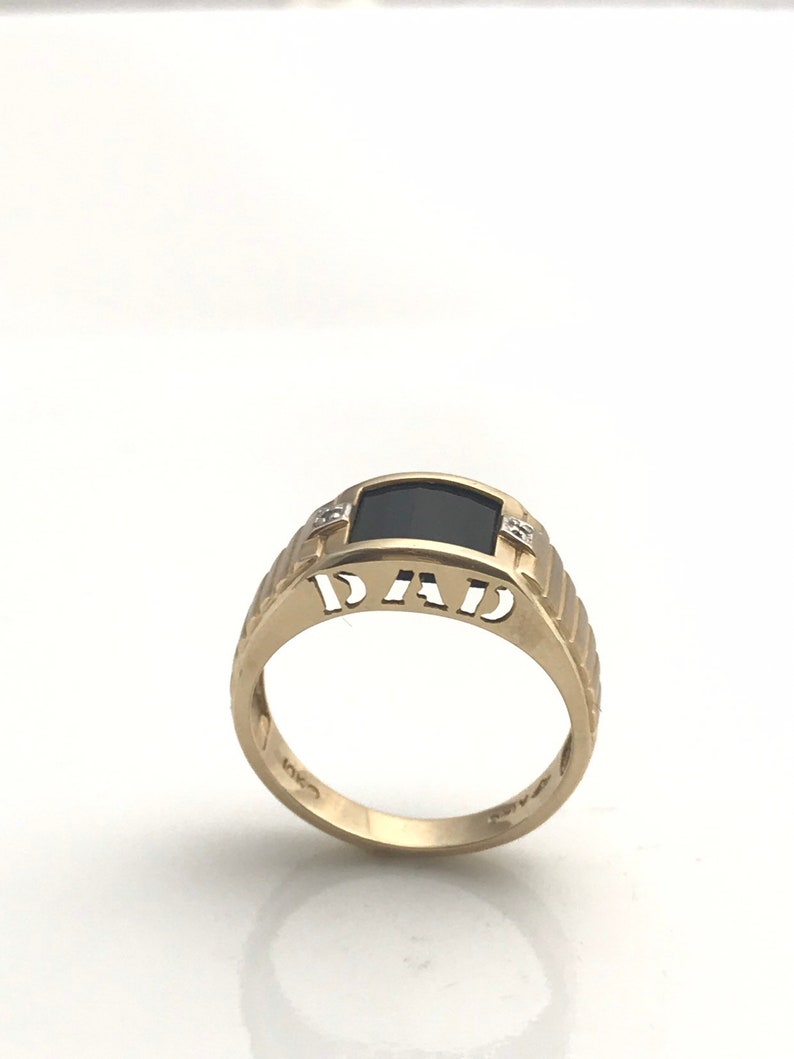 Mens Gold Ring Black Onyx Ring for Him Dad Ring Etsy