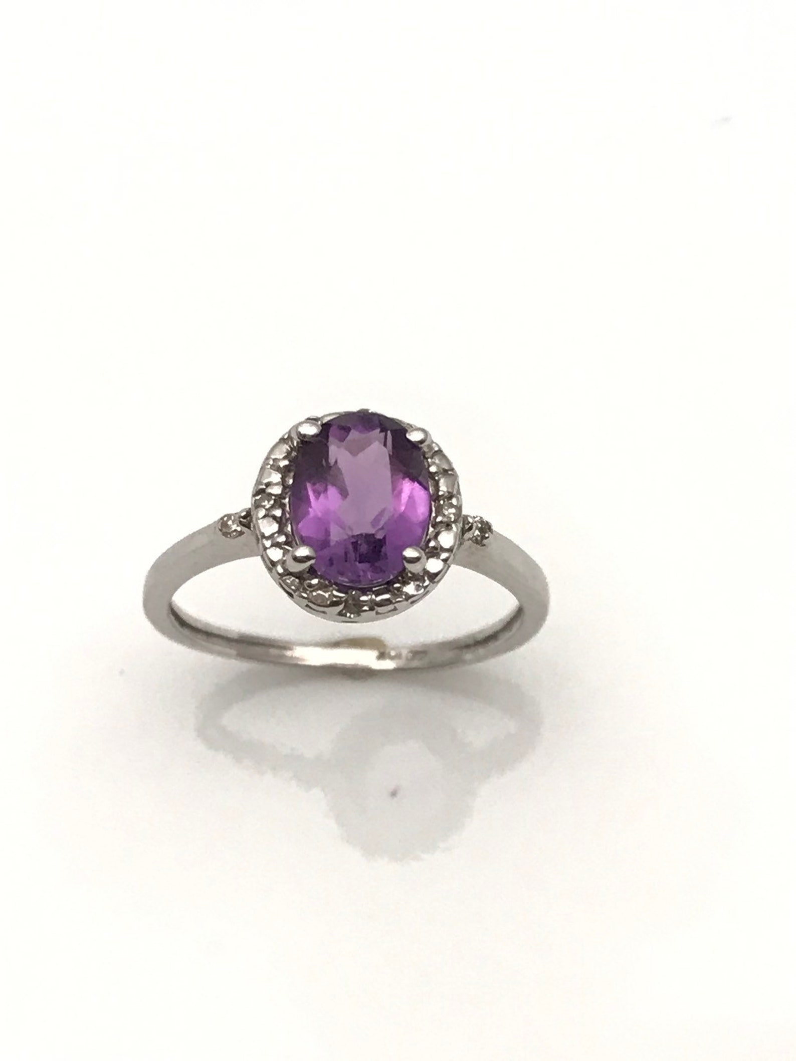 Oval Halo Amethyst Engagement Ring February Birthstone Ring | Etsy