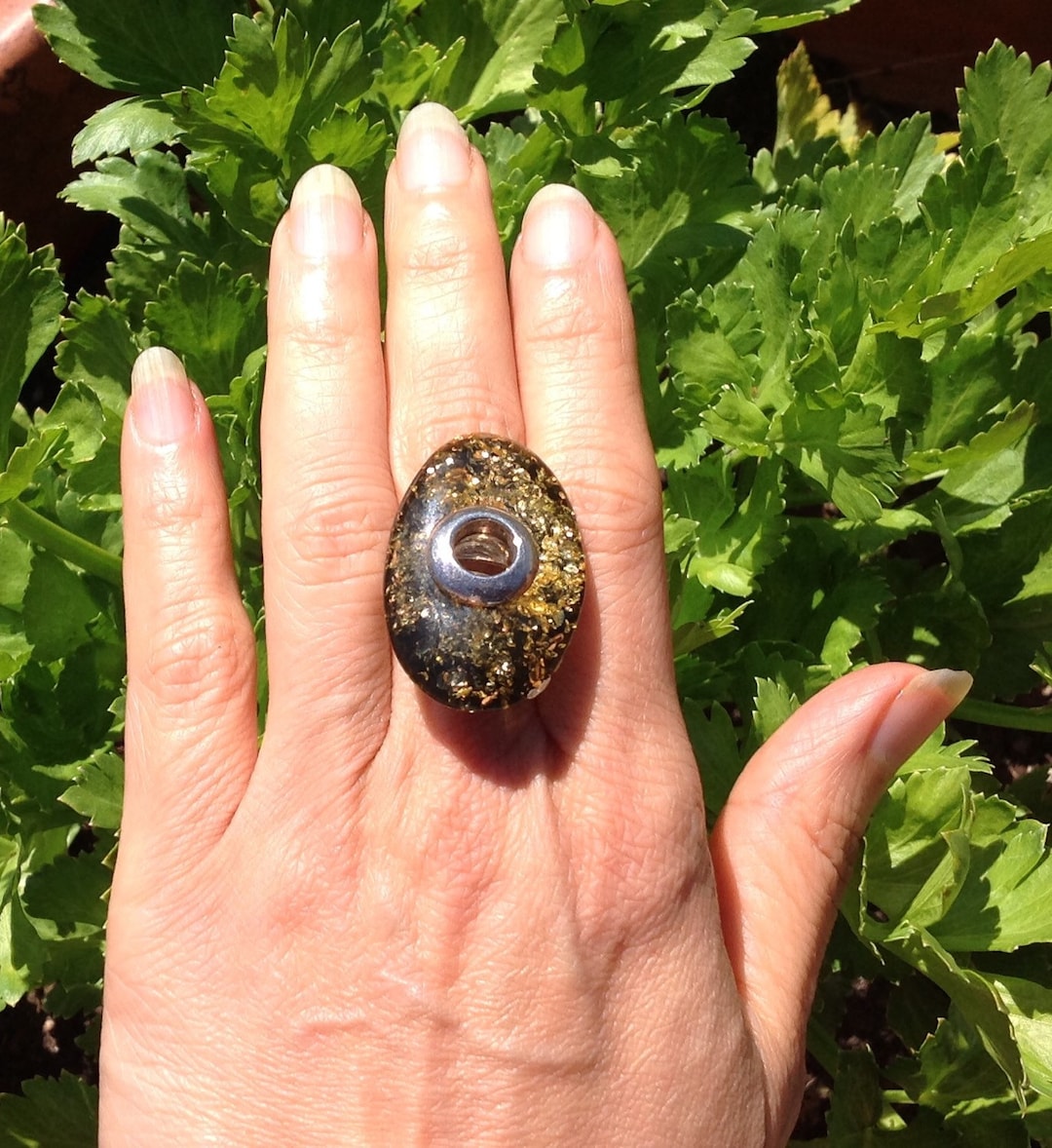 Sterling Silver Green Amber Ring Adjustable Ring Silver Art Etsy