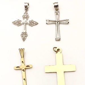 14k Solid Gold Cross Necklace, White Gold Cross Pendant, Dainty Yellow Gold Cross , Gift For Women And Men