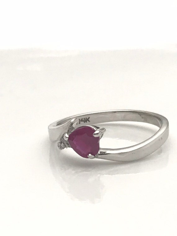 Dainty Ruby Engagement Ring, Natural Ruby Heart P… - image 5