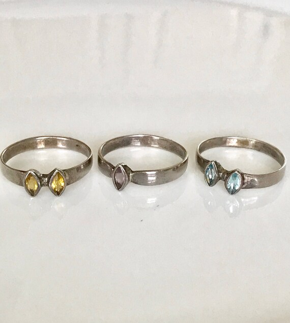 Sterling Stack Rings,  Silver Stacking Ring, Blue… - image 9