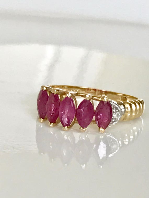 14k Ruby Yellow Gold Ring, July Birthstone Ring, … - image 2