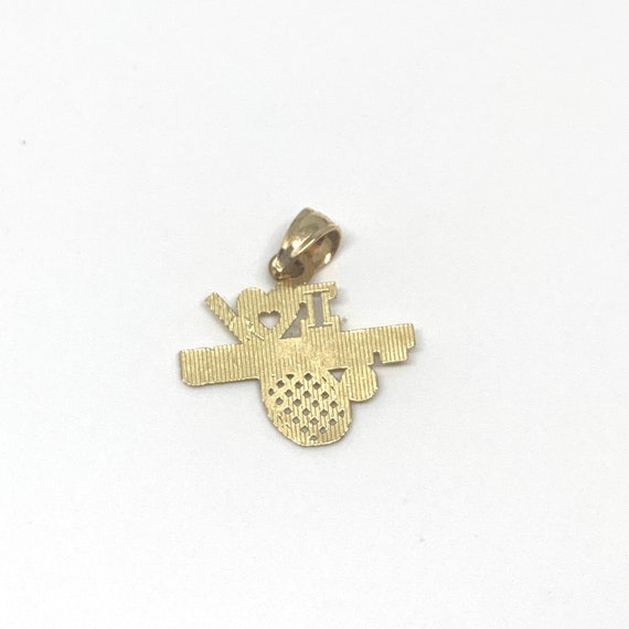 14k Gold I Love Tennis Charm Pendant, Tennis Rack… - image 10