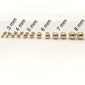 14k Gold Ball Stud Earrings, 14k Rose Gold Ball Stud Earrings,3mm 4mm 5mm 6mm 7mm 8mm, Classic Ball Earrings, Unisex