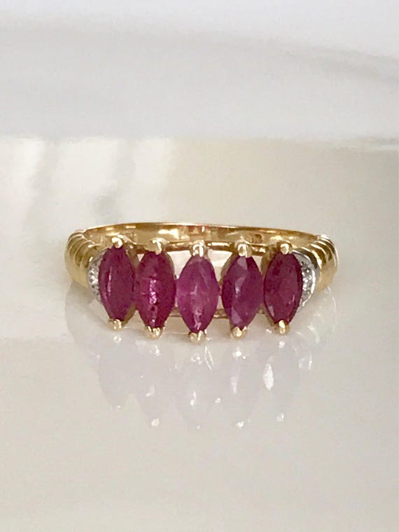 14k Ruby Yellow Gold Ring, July Birthstone Ring, … - image 5