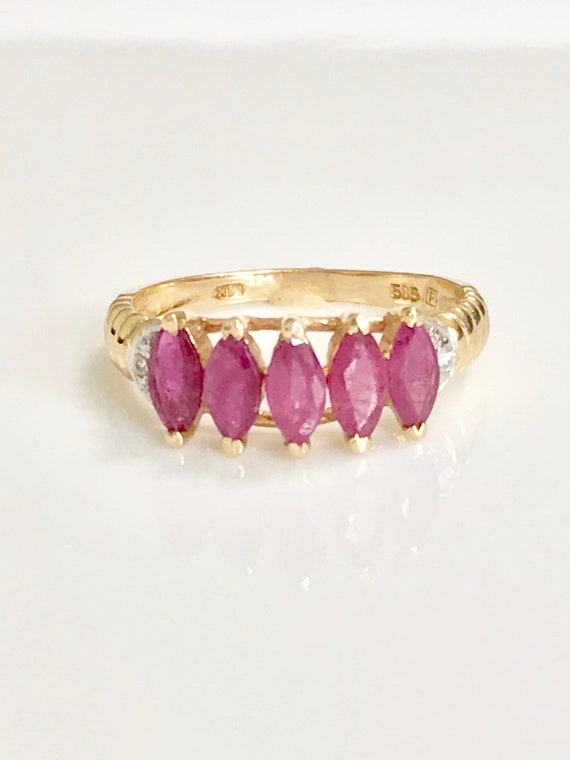 14k Ruby Yellow Gold Ring, July Birthstone Ring, … - image 1