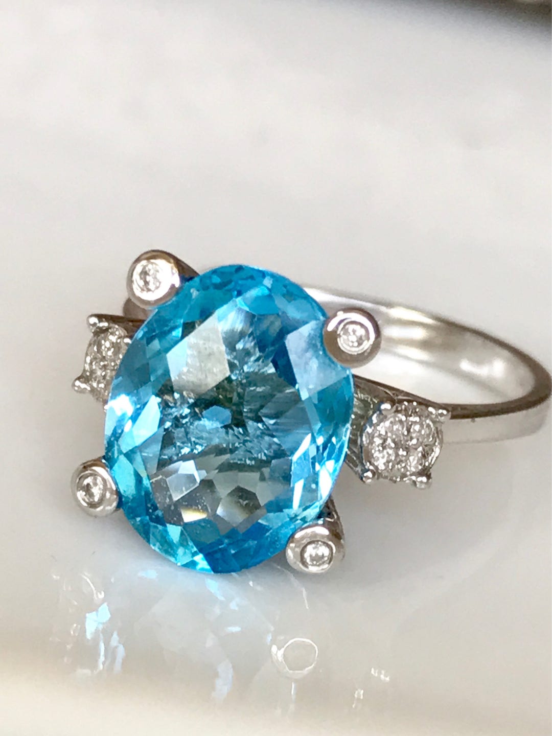 14k Swiss Blue Topaz Gemstone Engagement Ring December - Etsy