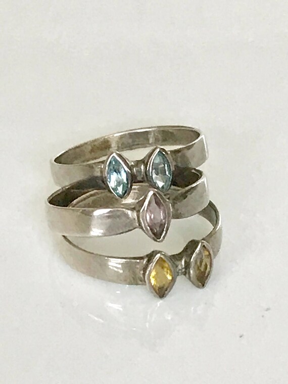 Sterling Stack Rings,  Silver Stacking Ring, Blue… - image 10