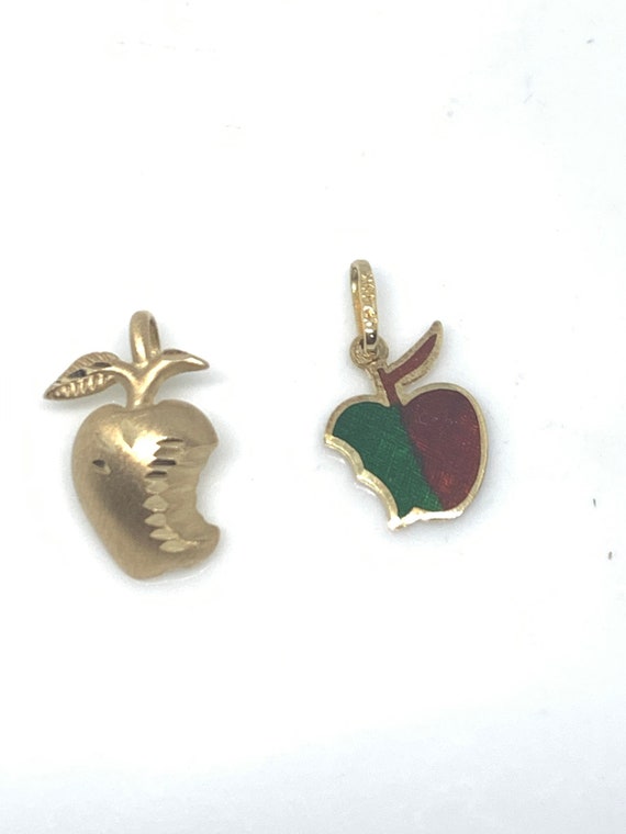 14k Gold Apple Charm Pendant, Enamel Charm, Gift F