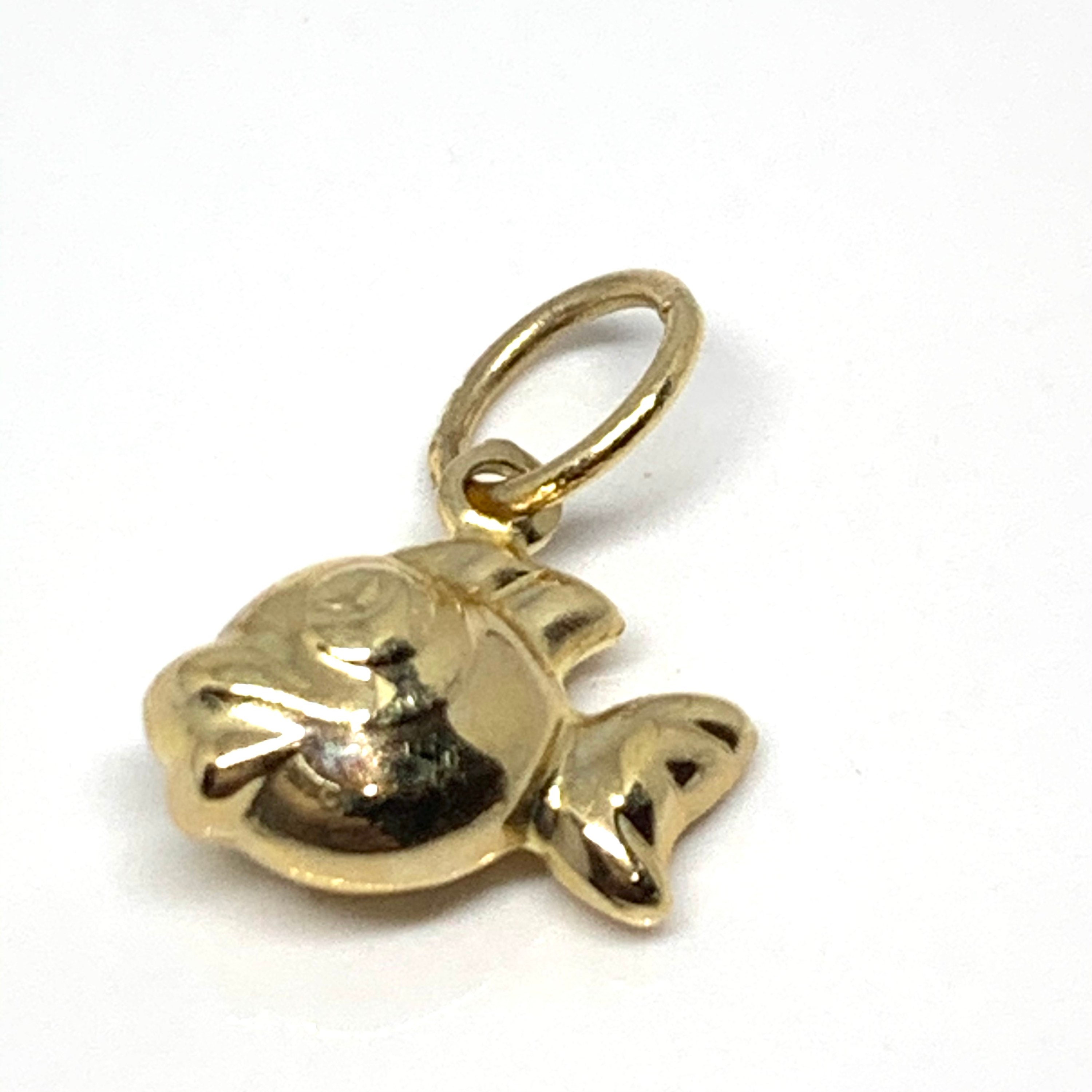14k Solid Gold Fish Charm Pendant Gold Fish Fishing Gift Etsy