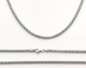 Chaîne de collier en argent sterling pour femmes, chaîne pour enfants, chaîne pour hommes, chaîne de pop-corn, chaîne pendentif