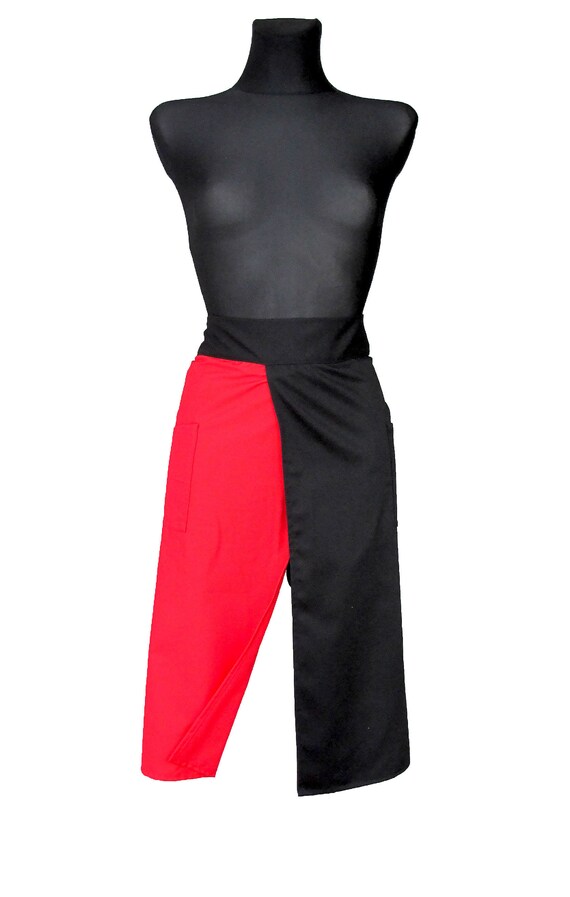 Apron With Chopper And Pockets Black Apron Red Apron Etsy