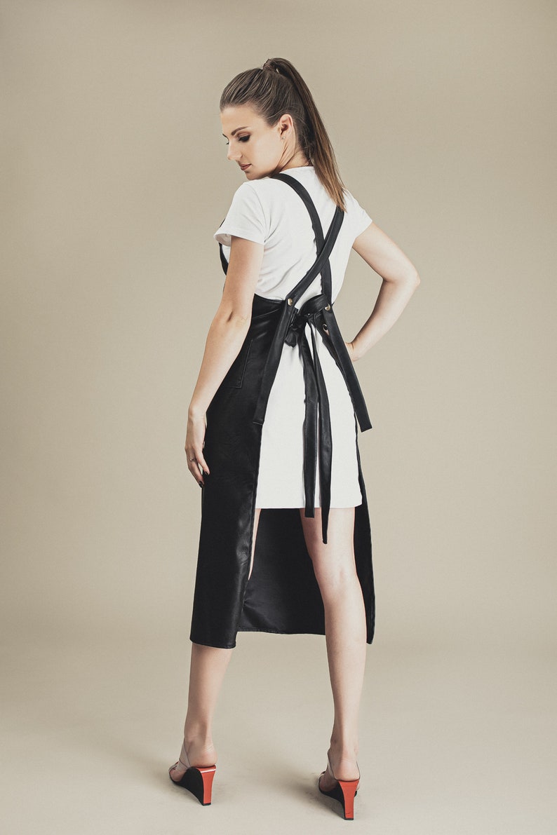 Leather Apron Long Black Leather Apron Hairdresser Waterproof Etsy