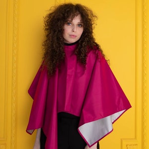 Mini cape pink color makeup cape, short comb out cape,  Make Up Salon Artist cape, Hair Styling Cutting Barber Cape Apron Bib for Clients