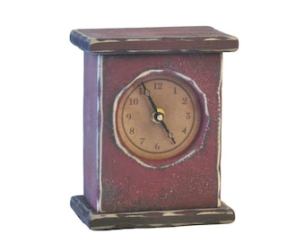 Primitive Handcrafted Wooden Desk Clock