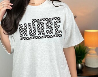 Nurse Checkered Shirt, Nurse Checkered Tee, Nursing Appreciation Gift, Nurses Week, Nurse Tshirt, Checkered Nurse Shirt, Gift for Nurse