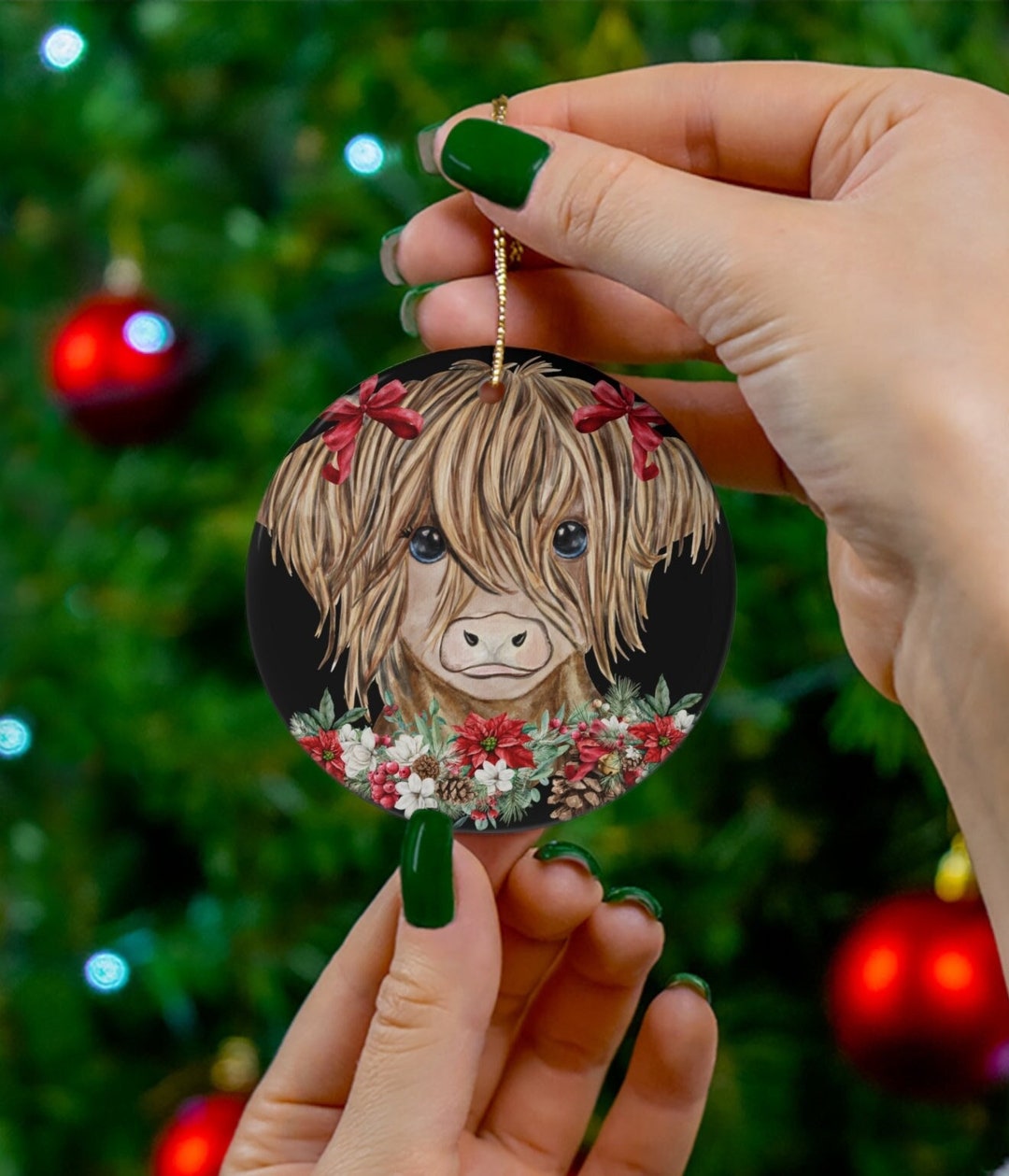 Highland Cow Christmas Ornament Christmas Holiday Cow Etsy