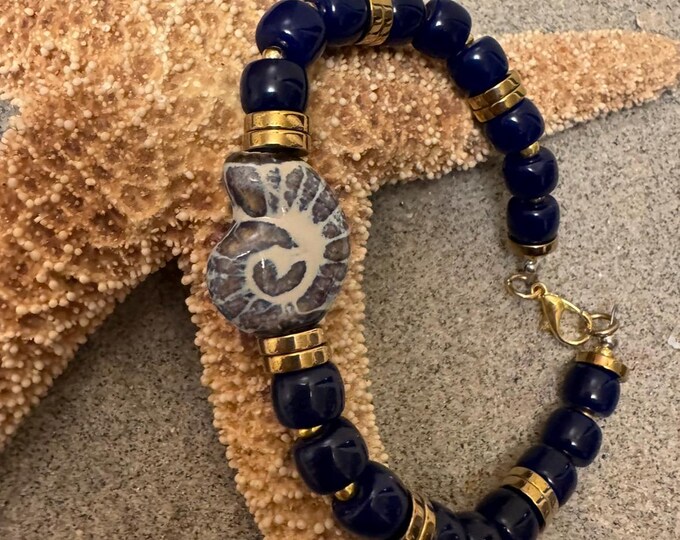 Navy Nautical Shell Bracelet