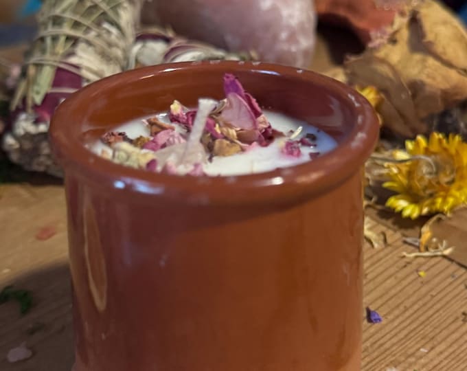 5 oz Hibiscus Raspberry Soy Candle in Clay Pot