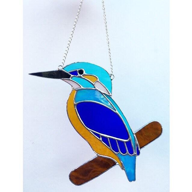 Handgemaakte glasinlood ijsvogel Suncatcher decoratie Etsy Nederland