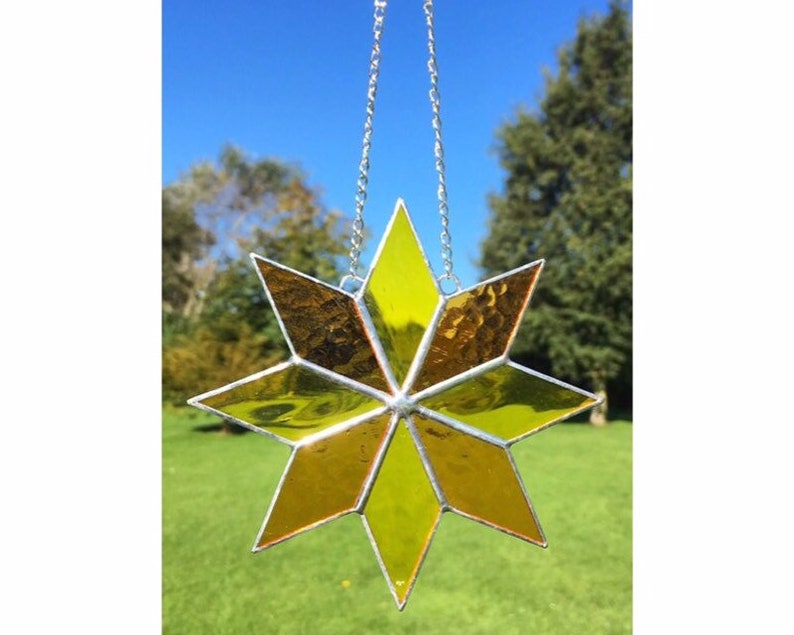 Stained Glass Orange and Yellow Star Suncatcher Decoration Etsy