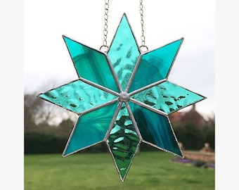 Stained Glass Hanging Star Suncatcher Window Decoration