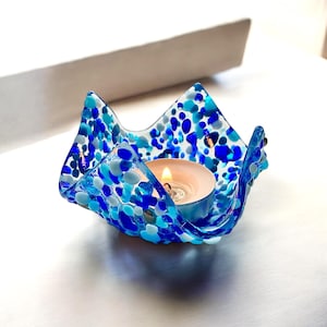 Blue Stained Glass Candle Holder