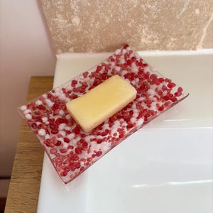 Handmade Pink Glass Soap Dish