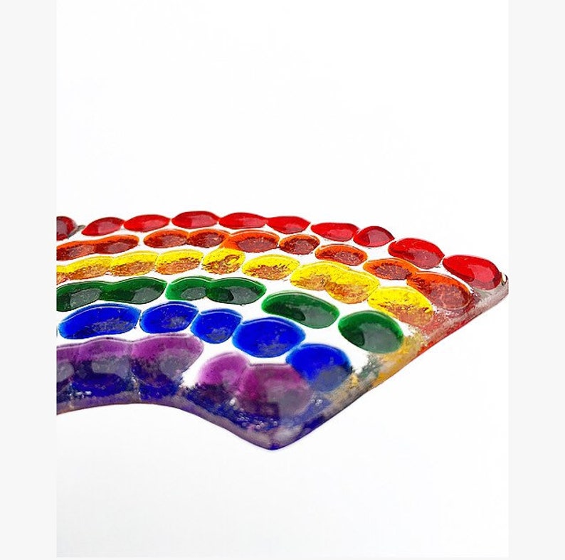 Fused glass rainbow suncatcher Handmade Stained glass rainbow Etsy